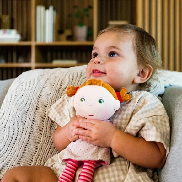 HABA Snug Up Roya - 10" Soft Doll with Fuzzy  Red Pigtails, Embroidered Face - Picture 2 of 12